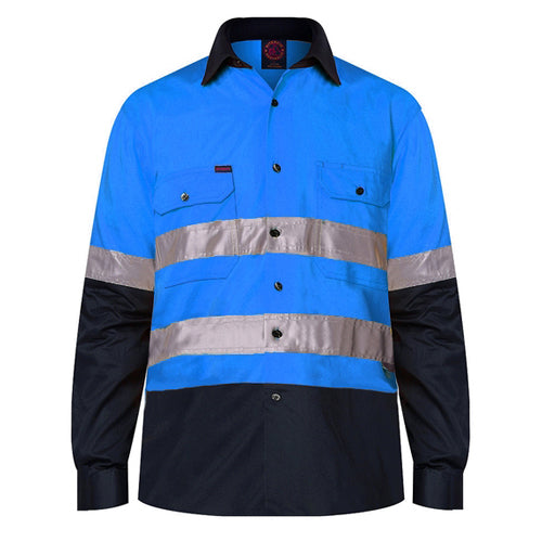 Ritemate Hi Vis Taped Open Front Shirt L/s RM1050R