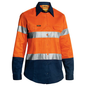 Bisley Ladies Hi Vis Taped Open Front Shirt L/s BLT6456