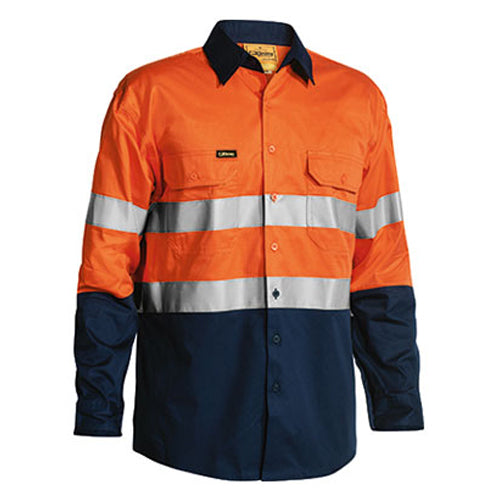 Bisley Lightwieght Hi Vis Taped Open Front Shirt L/s BS6896