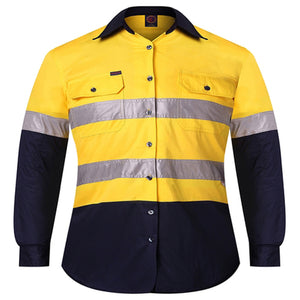Ritemate Kids Hi Vis Taped Open Front Shirt L/s RM4050R